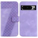 For Google Pixel 8 Pro 7-shaped Embossed Leather Phone Case(Purple)