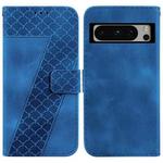 For Google Pixel 8 Pro 7-shaped Embossed Leather Phone Case(Blue)