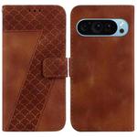 For Google Pixel 9 Pro 7-shaped Embossed Leather Phone Case(Brown)