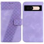 For Google Pixel 8a 7-shaped Embossed Leather Phone Case(Purple)