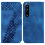 For Sony Xperia 1 III 7-shaped Embossed Leather Phone Case(Blue)