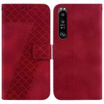 For Sony Xperia 1 III 7-shaped Embossed Leather Phone Case(Red)