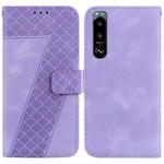 For Sony Xperia 5 III 7-shaped Embossed Leather Phone Case(Purple)