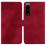 For Sony Xperia 5 III 7-shaped Embossed Leather Phone Case(Red)