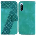For Sony Xperia 10 III 7-shaped Embossed Leather Phone Case(Green)