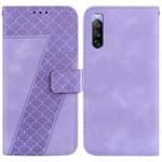 For Sony Xperia 10 III 7-shaped Embossed Leather Phone Case(Purple)