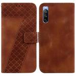 For Sony Xperia 10 III 7-shaped Embossed Leather Phone Case(Brown)