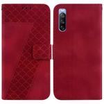 For Sony Xperia 10 III 7-shaped Embossed Leather Phone Case(Red)