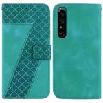 For Sony Xperia 1 IV 7-shaped Embossed Leather Phone Case(Green)