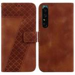 For Sony Xperia 1 IV 7-shaped Embossed Leather Phone Case(Brown)