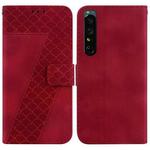 For Sony Xperia 1 IV 7-shaped Embossed Leather Phone Case(Red)