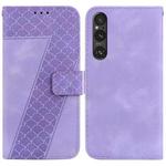 For Sony Xperia 1 V 7-shaped Embossed Leather Phone Case(Purple)