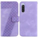 For Sony Xperia 10 V 7-shaped Embossed Leather Phone Case(Purple)