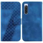 For Sony Xperia 10 V 7-shaped Embossed Leather Phone Case(Blue)