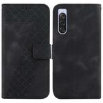 For Sony Xperia 10 V 7-shaped Embossed Leather Phone Case(Black)