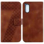 For Sony Xperia 5 V 7-shaped Embossed Leather Phone Case(Brown)