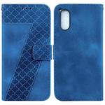 For Sony Xperia 5 V 7-shaped Embossed Leather Phone Case(Blue)