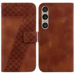 For Sony Xperia 1 VI 7-shaped Embossed Leather Phone Case(Brown)