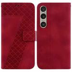 For Sony Xperia 1 VI 7-shaped Embossed Leather Phone Case(Red)