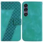 For Sony Xperia 1 VII Seven-shaped Embossed Leather Phone Case(Green)