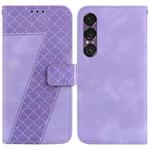 For Sony Xperia 1 VII Seven-shaped Embossed Leather Phone Case(Purple)