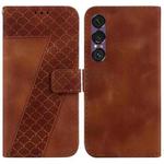 For Sony Xperia 1 VII Seven-shaped Embossed Leather Phone Case(Brown)