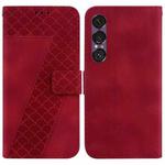 For Sony Xperia 1 VII Seven-shaped Embossed Leather Phone Case(Red)