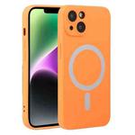 For iPhone 15 Liquid Silicone Magsafe Phone Case(Orange)