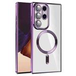 For Samsung Galaxy Note20 Ultra CD Texture Plating TPU MagSafe Phone Case with Lens Film(Dark Purple)