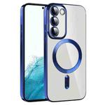 For Samsung Galaxy S22 5G CD Texture Plating TPU MagSafe Phone Case with Lens Film(Royal Blue)