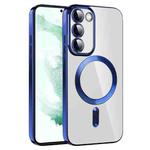 For Samsung Galaxy S22+ 5G CD Texture Plating TPU MagSafe Phone Case with Lens Film(Royal Blue)