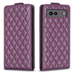 For Google Pixel 7a Diamond Lattice Vertical Flip Leather Phone Case(Dark Purple)