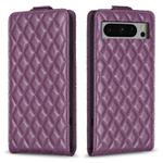 For Google Pixel 8 Pro Diamond Lattice Vertical Flip Leather Phone Case(Dark Purple)
