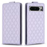 For Google Pixel 8 Pro Diamond Lattice Vertical Flip Leather Phone Case(Purple)