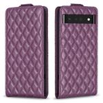 For Google Pixel 7 Pro Diamond Lattice Vertical Flip Leather Phone Case(Dark Purple)
