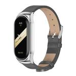 For Xiaomi Mi Band 8 Mijobs CS Case Microfiber PU Leather Watch Band(Grey Silver)
