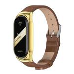 For Xiaomi Mi Band 8 Mijobs CS Case Microfiber PU Leather Watch Band(Brown Gold)