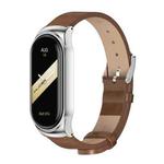 For Xiaomi Mi Band 8 Mijobs CS Case Microfiber PU Leather Watch Band(Brown Silver)