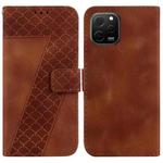 For Huawei nova Y61/Enjoy 50z 7-shaped Embossed Leather Phone Case(Brown)