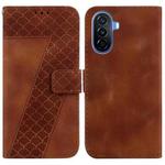 For Huawei nova Y70 Plus 7-shaped Embossed Leather Phone Case(Brown)