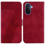 For Huawei nova Y70 Plus 7-shaped Embossed Leather Phone Case(Red)