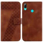 For Huawei P smart 2019 7-shaped Embossed Leather Phone Case(Brown)