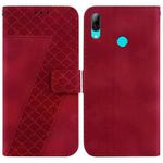 For Huawei P smart 2019 7-shaped Embossed Leather Phone Case(Red)