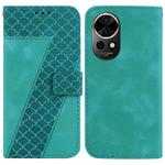 For Huawei nova 12 Seven-shaped Embossed Leather Phone Case(Green)