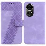 For Huawei nova 12 Seven-shaped Embossed Leather Phone Case(Purple)