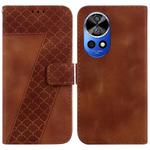 For Huawei nova 12 Pro Seven-shaped Embossed Leather Phone Case(Brown)