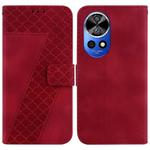 For Huawei nova 12 Ultra Seven-shaped Embossed Leather Phone Case(Red)