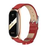 For Xiaomi Mi Band 8 Mijobs Plus Case Microfiber PU Leather Watch Band(Red Rose Gold)