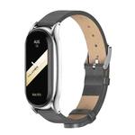 For Xiaomi Mi Band 8 Mijobs Plus Case Microfiber PU Leather Watch Band(Grey Silver)