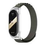 For Xiaomi Mi Band 8 Mijobs CS Case Nylon Breathable Watch Band(Army Green Silver)